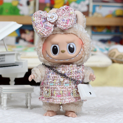 Nee Design Labubu Puppen Stoff Pullover Spielzeug Stoff bunter Anzug Set Labubu Cartoon Kleid