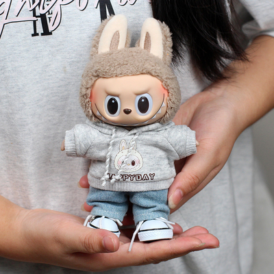 Luxuriöse 17cm Pull Stoff Puppe für Jungen berühmtes Herz Macaron Labubu mit Vinyl Gesicht nur Kleidung in einer mysteriösen Box