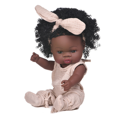 14&quot; Vollkörper Silizium Custom Logo Wiederauferstehung Vinyl Silikon Baby Puppen für Kinder Schwarze Afrikaner