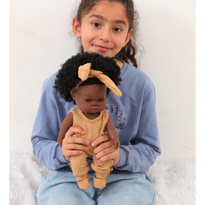 Vinyl Silikon Mädchen Liebes 14 Zoll Afro-Amerikanische Schwarze Baby Puppe Für Kinder mit Custom Logo