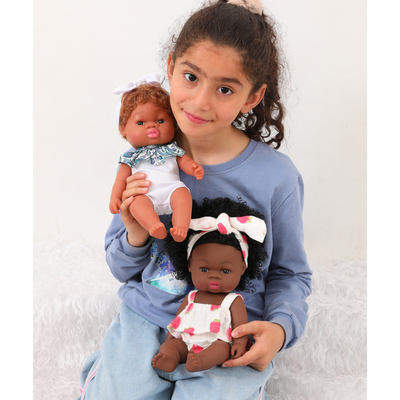Vinyl Silikon Mädchen Liebes 14 Zoll Afro-Amerikanische Schwarze Baby Puppe Für Kinder mit Custom Logo