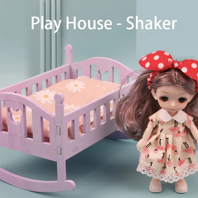 Holz Puppenhaus Bett Babybett für 6 Zoll Puppen Muss-Have Puppen Accessoires für Kinder