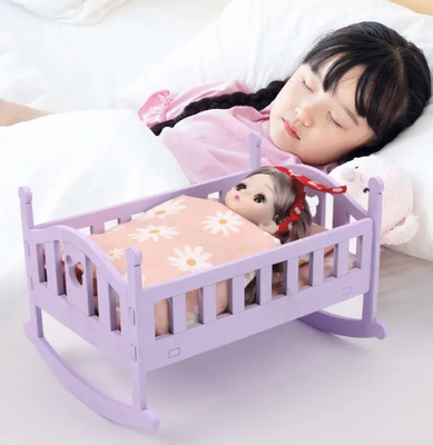 Holz Puppenhaus Bett Babybett für 6 Zoll Puppen Muss-Have Puppen Accessoires für Kinder