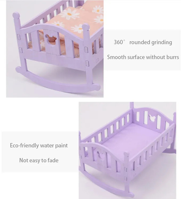 Holz Puppenhaus Bett Babybett für 6 Zoll Puppen Muss-Have Puppen Accessoires für Kinder