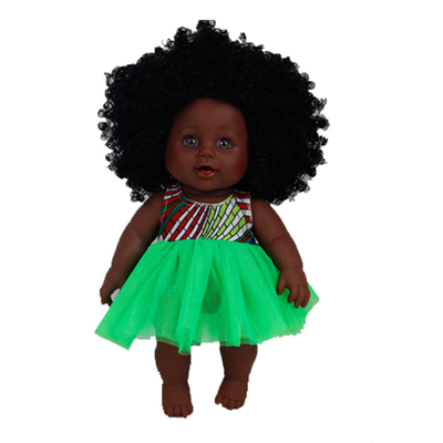 Sanfte Handwäsche 35cm Silicone Vinyl Puppen für Kinder Afrikanische schwarze Puppe