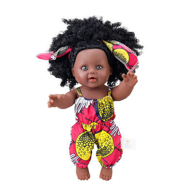 Sanfte Handwäsche 35cm Silicone Vinyl Puppen für Kinder Afrikanische schwarze Puppe