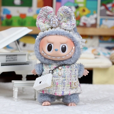 Nee Design Labubu Puppen Stoff Pullover Spielzeug Stoff bunter Anzug Set Labubu Cartoon Kleid